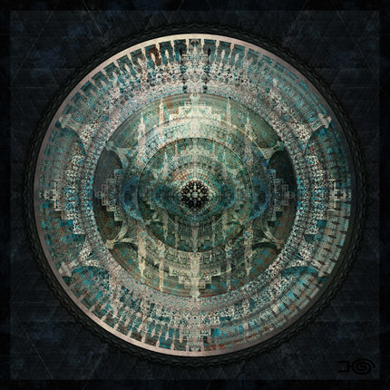 Mystic Mantra Temple Mandala Art Print –Teal Sacred Geometry Wall Decor