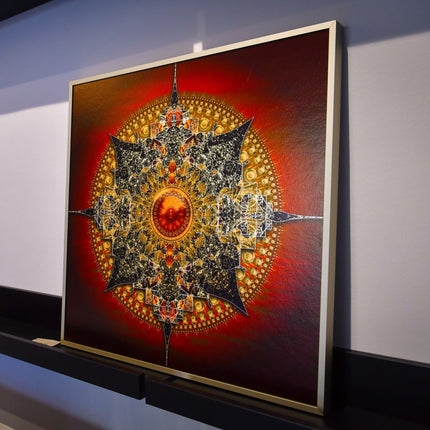 Red and Gold Mandala Sacred Geometry Art Print