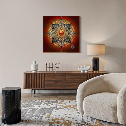 Red and Gold Mandala Sacred Geometry Art Print