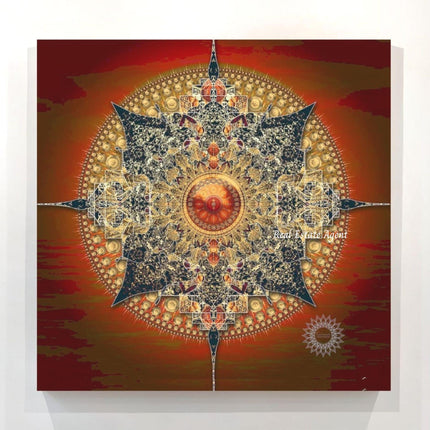 Red and Gold Mandala Sacred Geometry Art Print