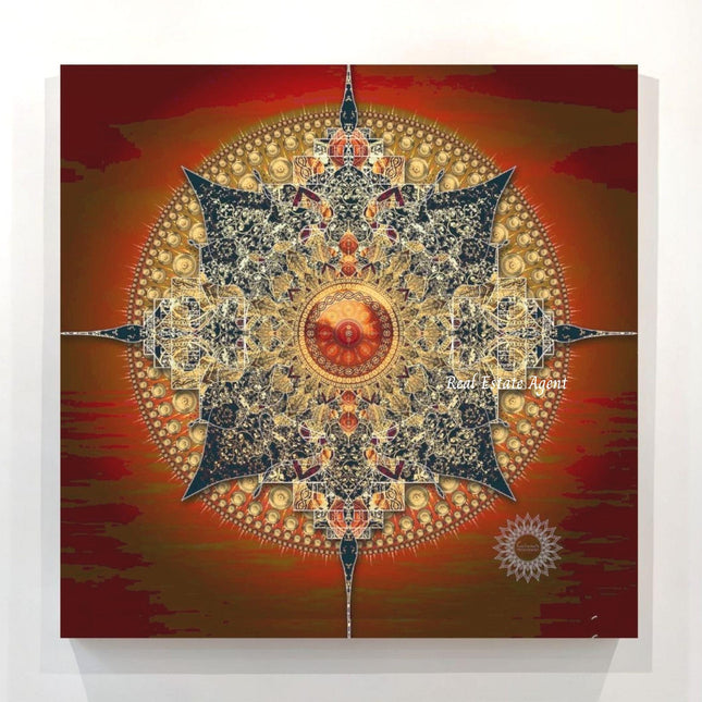 Red and Gold Mandala Sacred Geometry Art Print