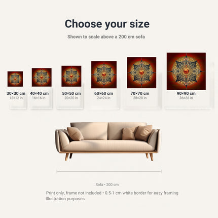 Red and Gold Mandala Sacred Geometry Art Print