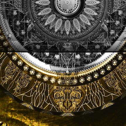 Gold Geometry Mandala Wall, Spiritual Decor, Sacred Geometry Celestial Print, Living Room or Meditation Space