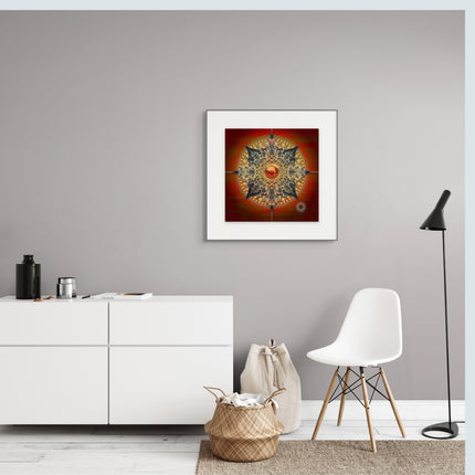 Red and Gold Mandala Sacred Geometry Art Print