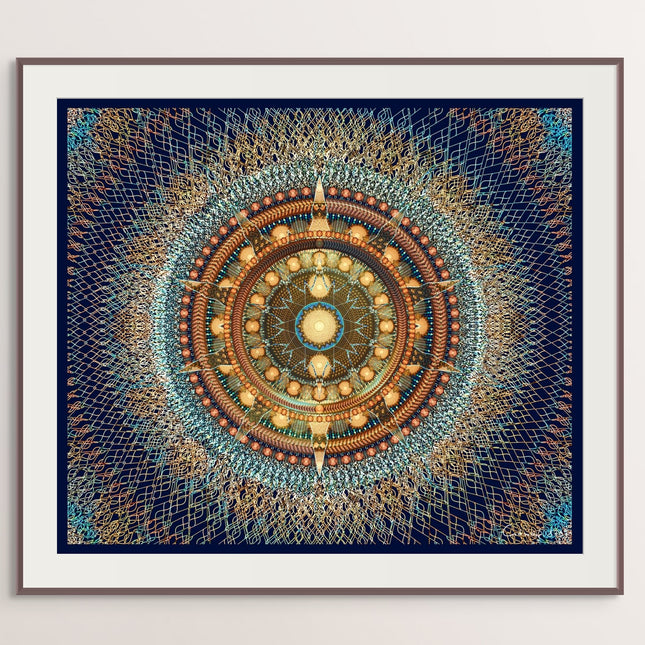 Golden Mandala Wall Art, Large Sacred Geometry Spiritual Print, for Living Room, Bedroom or Yoga Studio, Rhodesian ForgetMeNot