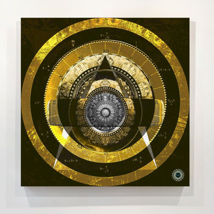 Gold Geometry Mandala Wall, Spiritual Decor, Sacred Geometry Celestial Print, Living Room or Meditation Space