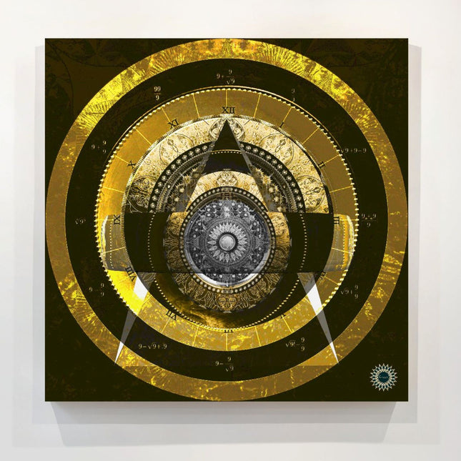 Gold Geometry Mandala Wall, Spiritual Decor, Sacred Geometry Celestial Print, Living Room or Meditation Space