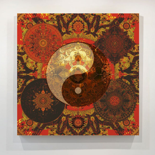 Yin Yang Mandala Wall Art, Large Sacred Geometry Spiritual Print, for Hotel Lobby, Office or Meditation Room