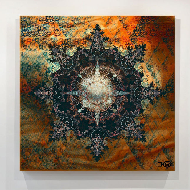 Orange Mandala Wall Art, Large Sacred Geometry Spiritual Print, for Office, Living Room or Meditation Space