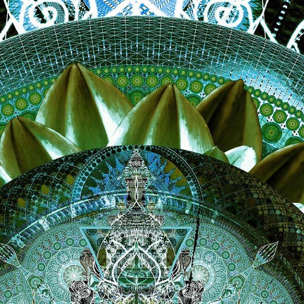 Blue Emerald Mandala Wall Art, Large Sacred Geometry Boho Print, for Yoga Studio, Office or Living Room