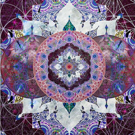 Violet Lotus Mandala Wall Art, Large Sacred Geometry Spiritual Print, for Wellness Space, Office or Living Room