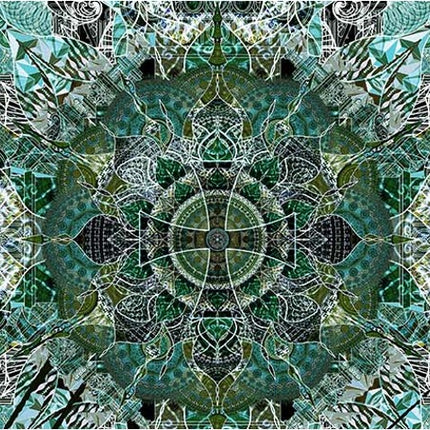 Blue Emerald Mandala Wall Art, Large Sacred Geometry Boho Print, for Yoga Studio, Office or Living Room