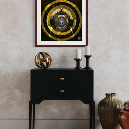 Gold Geometry Mandala Wall, Spiritual Decor, Sacred Geometry Celestial Print, Living Room or Meditation Space