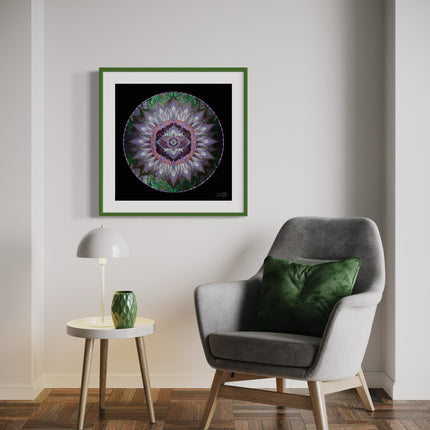 Violet Lotus Mandala Wall Art, Large Sacred Geometry Spiritual Print, for Wellness Space, Office or Living Room