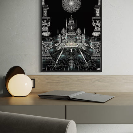 Black White Mandala Wall Art, Large Sacred Geometry Spiritual Print, for Living Room, Bedroom or Yoga Studio