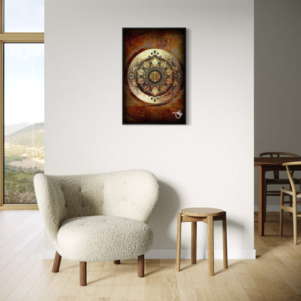 Autumn Radiance | Gold  Mandala Wall Art Print, Sacred Geometry with Autumn Leaves, Warm Brown Decor