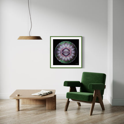 Violet Lotus Mandala Wall Art, Large Sacred Geometry Spiritual Print, for Wellness Space, Office or Living Room