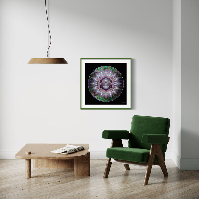 Violet Lotus Mandala Wall Art, Large Sacred Geometry Spiritual Print, for Wellness Space, Office or Living Room