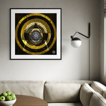 Gold Geometry Mandala Wall, Spiritual Decor, Sacred Geometry Celestial Print, Living Room or Meditation Space
