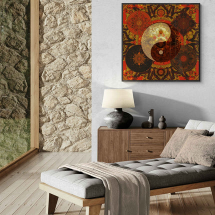Yin Yang Mandala Wall Art, Large Sacred Geometry Spiritual Print, for Hotel Lobby, Office or Meditation Room