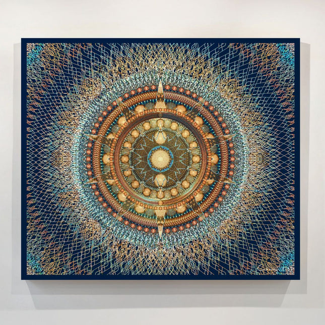 Golden Mandala Wall Art, Large Sacred Geometry Spiritual Print, for Living Room, Bedroom or Yoga Studio, Rhodesian ForgetMeNot