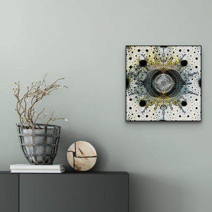 Mystic Monochrome Mandala Wall Art Print  Black White Sacred Geometry Boho Decor, Cosmic Abstract
