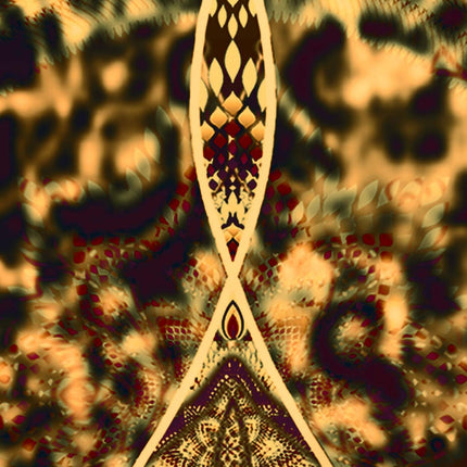 Golden Fractal Mandala Art Print  Boho Sacred Geometry Home Decor
