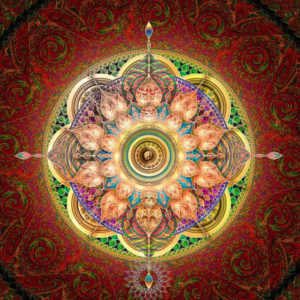 Brahma Mandala Print: Sacred Geometry Ruby Gold Spiritual Wall Art