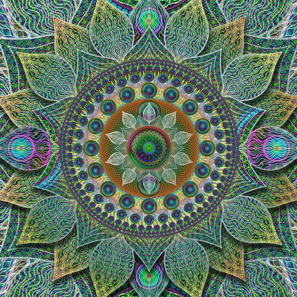 Blauer Mandala-Kunstdruck: Heilige Geometrie, Meditationsdekor