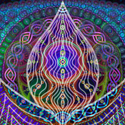 Blauer Mandala-Kunstdruck: Heilige Geometrie, Meditationsdekor