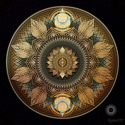 Radiant Autumn Leaves Mandala  Golden Sacred Geometry Wall Art