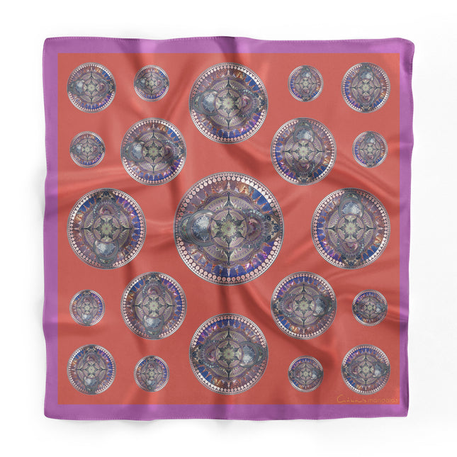 Boho Mandala Silk Scarf, Mandala Art Shawl, Limited Edition Italian Design Gift for Her