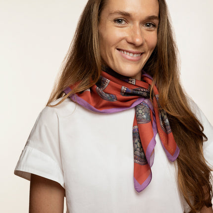 Boho Mandala Silk Scarf, Mandala Art Shawl, Limited Edition Italian Design Gift for Her