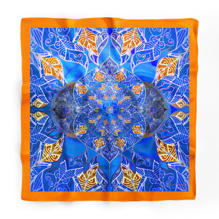 Premium Silk Mandala Scarf -Art,Boho Mandala Silk Scarf, Mandala Art Shawl, Limited Edition  Handcrafted Italian Design