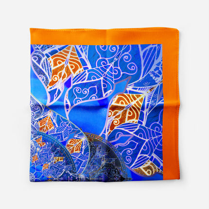 Premium Silk Mandala Scarf -Art,Boho Mandala Silk Scarf, Mandala Art Shawl, Limited Edition  Handcrafted Italian Design