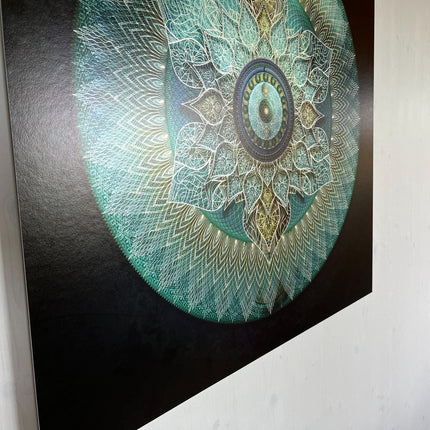 Jazbest – Türkiser Mandala-Kunstdruck, Heilige Geometrie, Boho-Wohnkultur