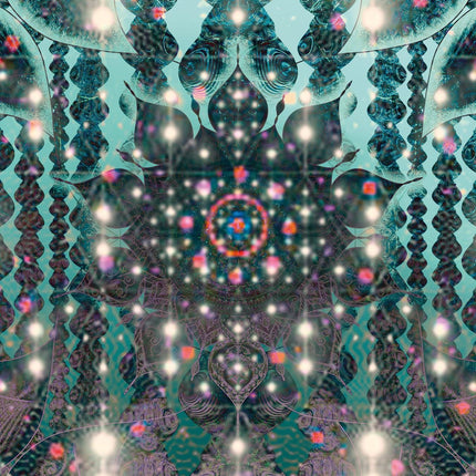 Alameida Luminous Dream Portal  Teal Gold Sacred Mandala Wall Art for Meditation & Spiritual Home Décor