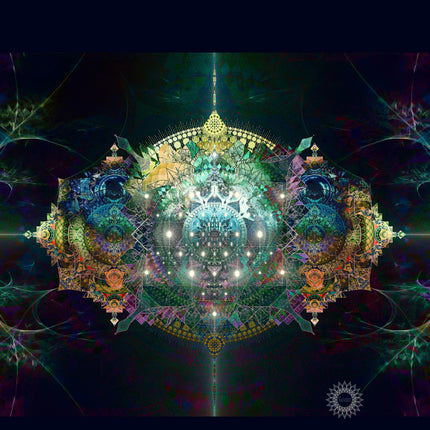 Alameida Luminous Dream Portal  Teal Gold Sacred Mandala Wall Art for Meditation & Spiritual Home Décor
