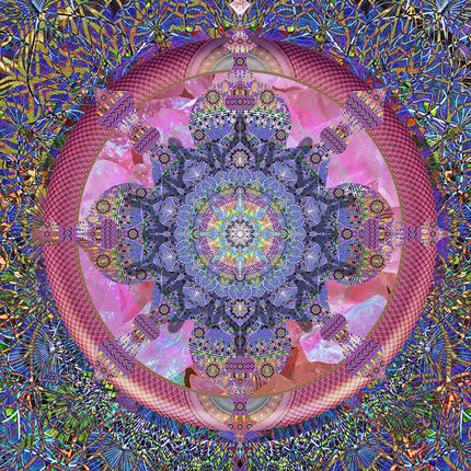 Pink Chakra Mandala Wall Art, Large Sacred Geometry Psychedelic Print, for Office, Living Room or Meditation Space