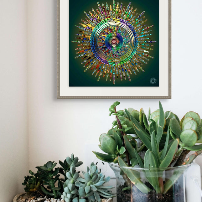 Luminous Mandala Art Print: Sacred Geometry, Meditation Room Decor,Spiritual Bold Wall Art,