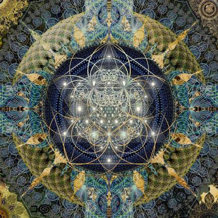 Celestial Harmony Mandala  Blue & Gold Light