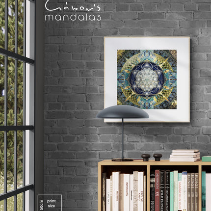 Celestial Harmony Mandala  Blue & Gold Light