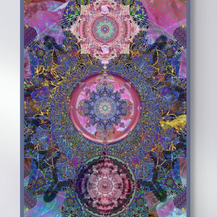 Pink Chakra Mandala Wall Art, Large Sacred Geometry Psychedelic Print, for Office, Living Room or Meditation Space