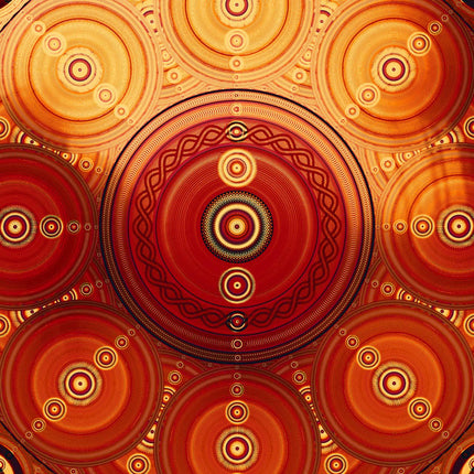 Red Gold Mandala Art Print  Sacred Geometry Sunburst Decor, Spiritual Decor