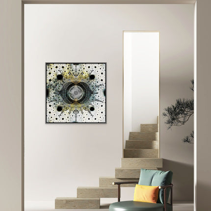 Mystic Monochrome Mandala Wall Art Print  Black White Sacred Geometry Boho Decor, Cosmic Abstract
