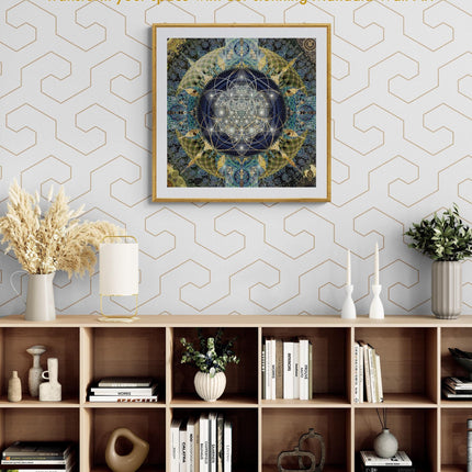 Celestial Harmony Mandala  Blue & Gold Light