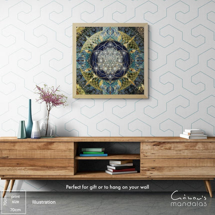 Celestial Harmony Mandala  Blue & Gold Light