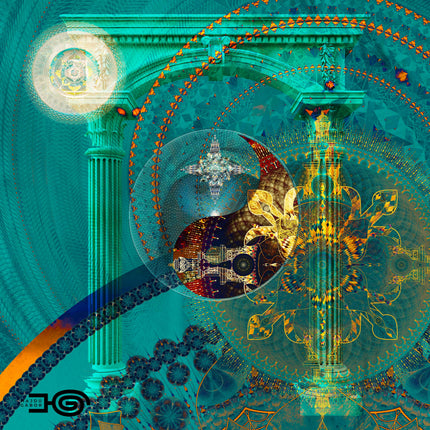 Atlantis Temple of Light  Turquoise & Gold Mandala Portal Sacred Geometry Wall Decor
