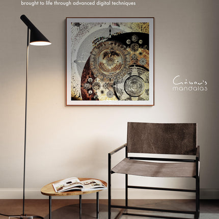 Goldenes Mandala-Kunstdruck, Heilige Geometrie Wandkunst, Boho Heiligtum Dekor