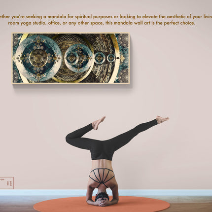 Cosmic Mandala Art Print: Teal Gold Sacred Geometry Wall Art (Vertical/Horizontal)